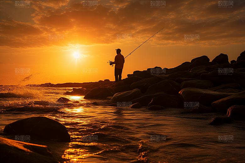 海边赶海滩涂清晨摄影图