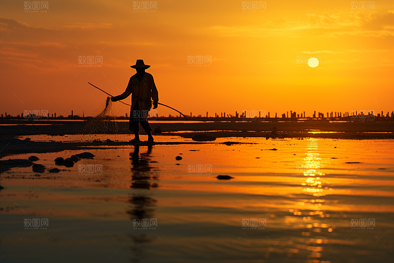海边赶海潮汐海货摄影图