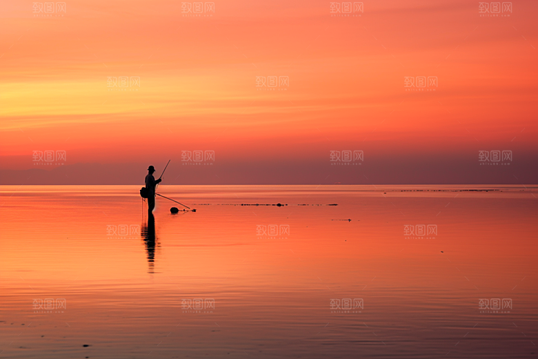 海边赶海高清清晨摄影图