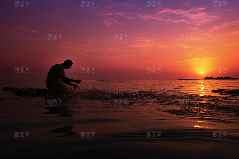 海边赶海渔获捕捞摄影图