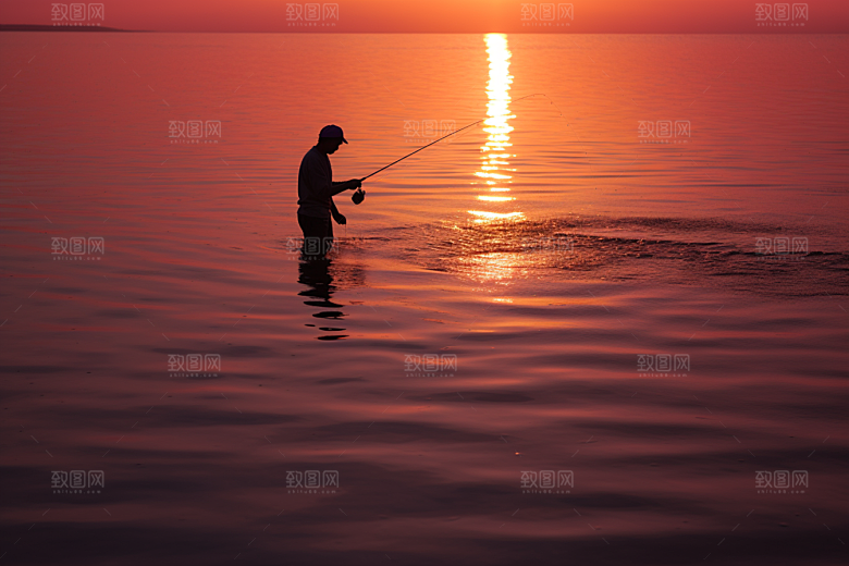 海边赶海黎明滩涂摄影图