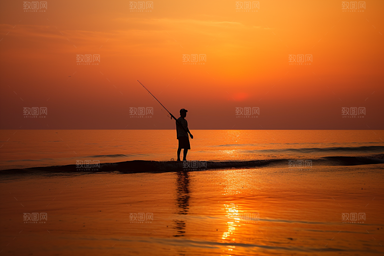 海边赶海清晨高清摄影图