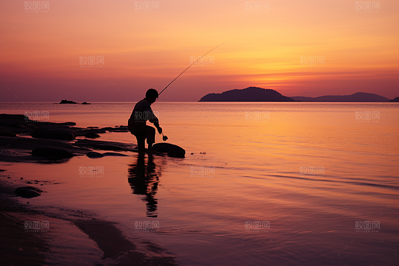 海边赶海清晨海货摄影图