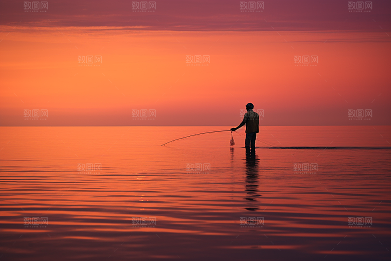 海边赶海滩涂潮汐摄影图