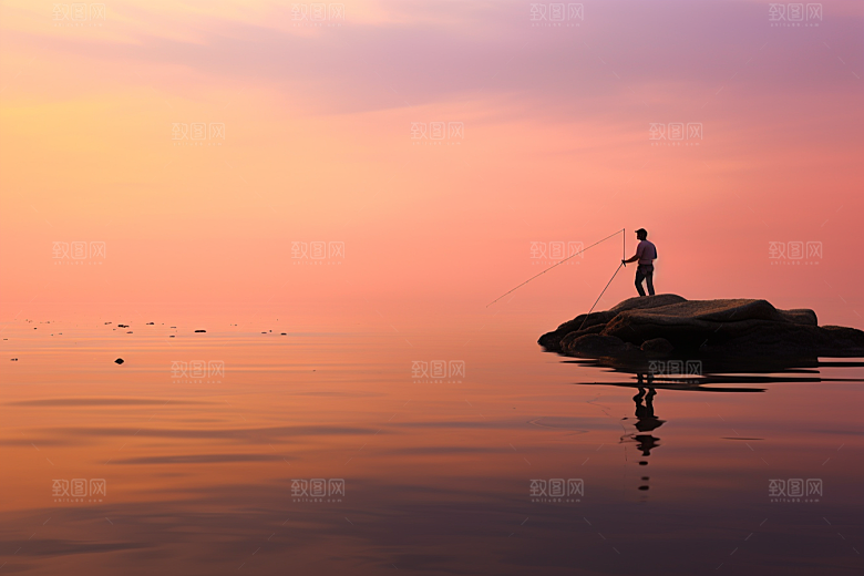 海边赶海余晖高清摄影图