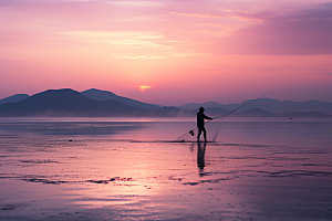 海边赶海海滩高清摄影图
