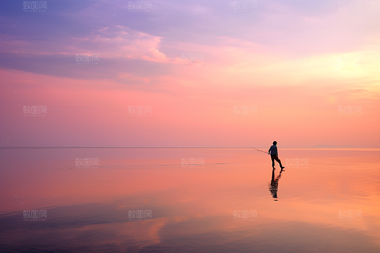 海边赶海海滩滩涂摄影图