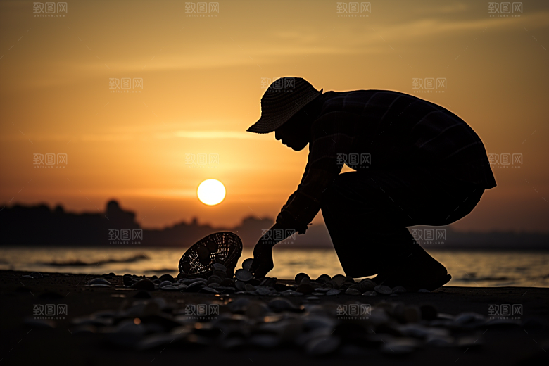 海边赶海高清落潮摄影图