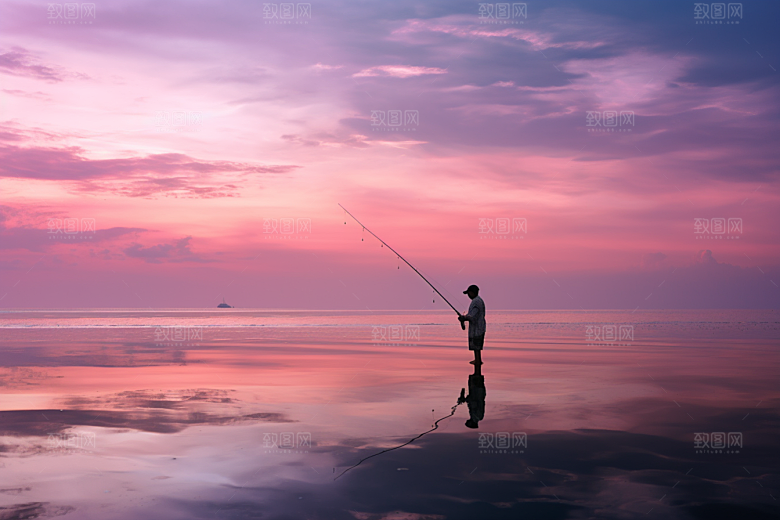 海边赶海滩涂落潮摄影图