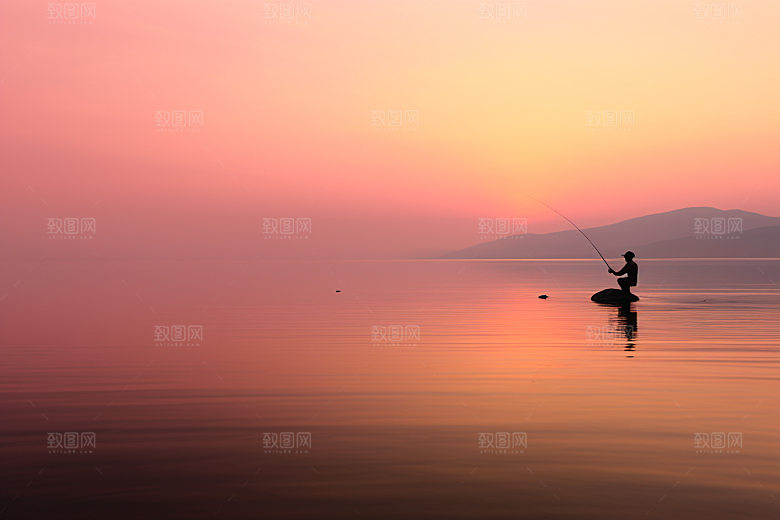 海边赶海海滩余晖摄影图