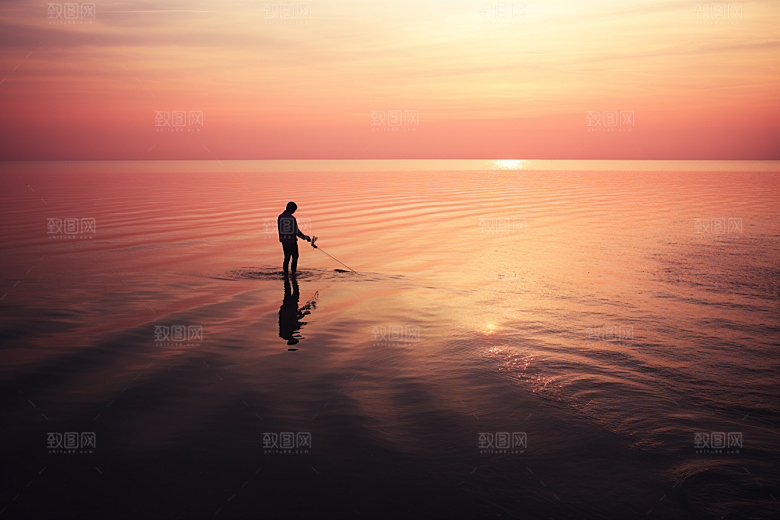 海边赶海捕捞落潮摄影图