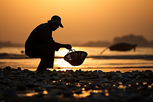 海边赶海海滩礁石摄影图