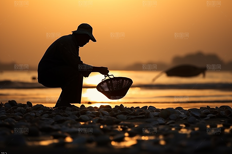 海边赶海海滩礁石摄影图