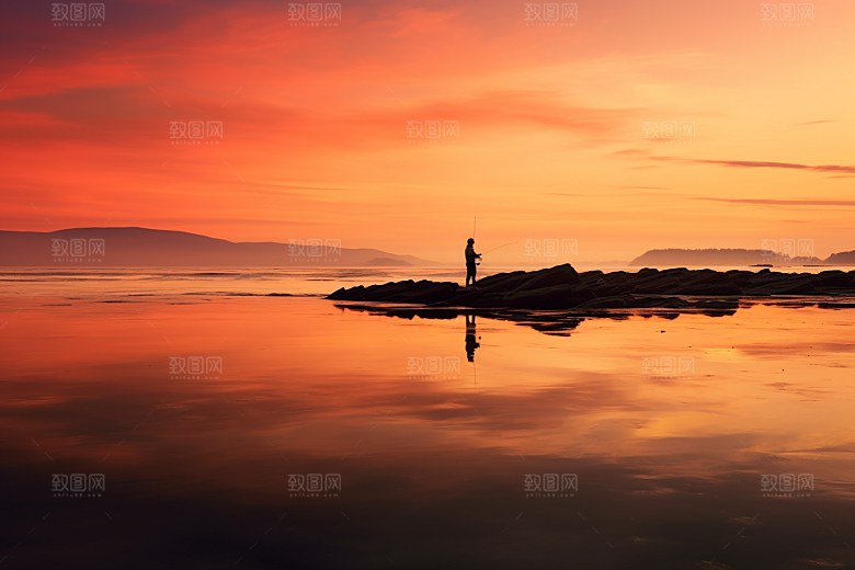 海边赶海捕捞落潮摄影图