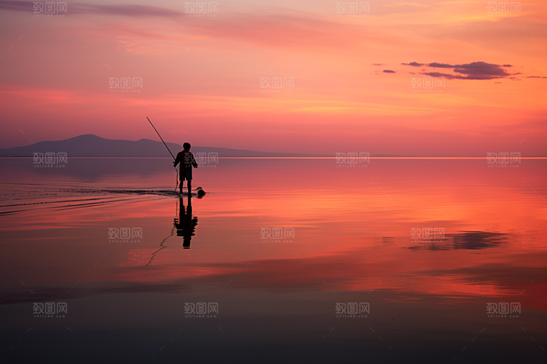 海边赶海清晨海货摄影图