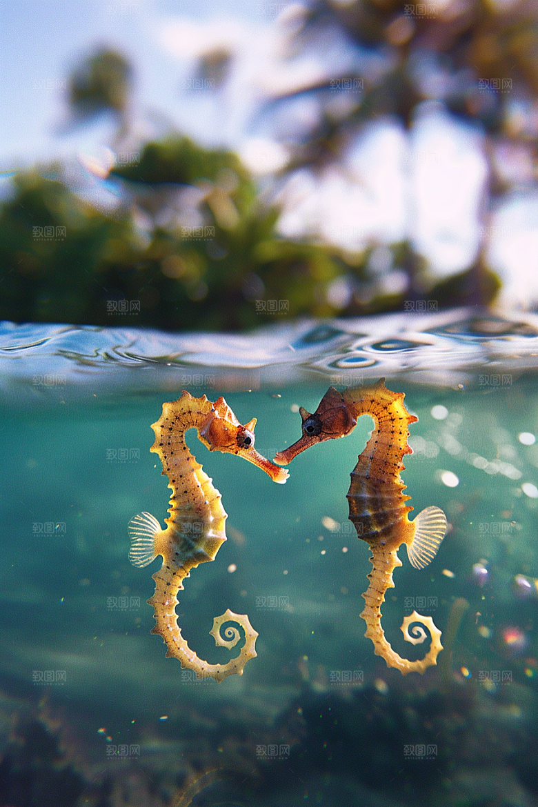 海马珊瑚礁自然素材