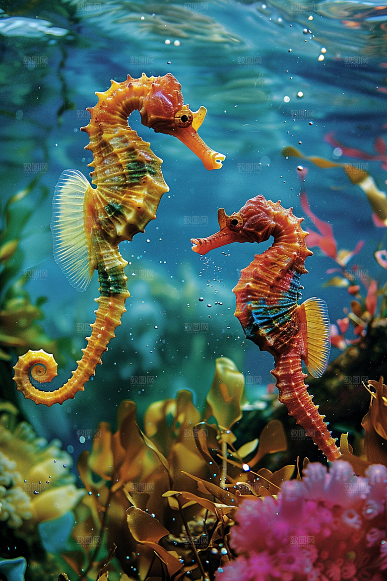 海马珊瑚礁海洋生物素材