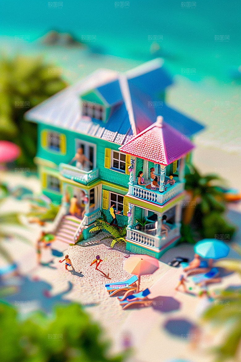 C4D海滩风光立体模型