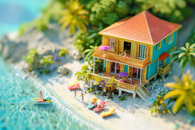 C4D海滩自然风光模型