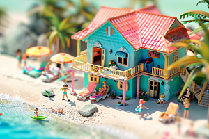 C4D海滩度假3D模型