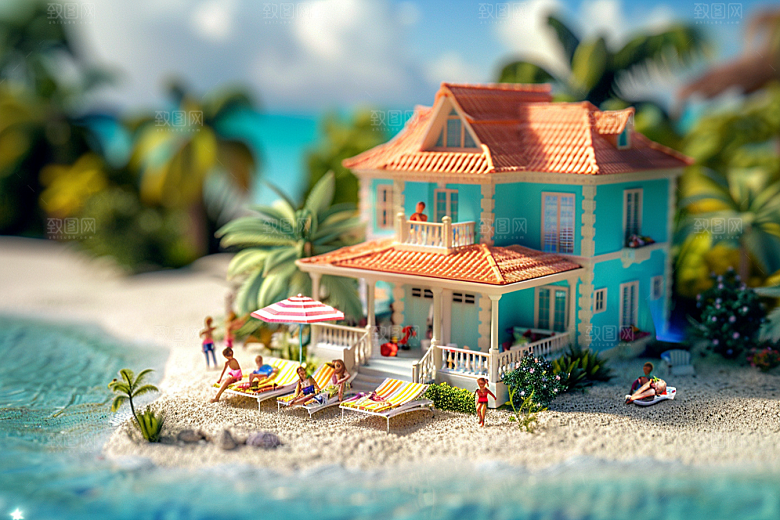 C4D海滩高清3D模型