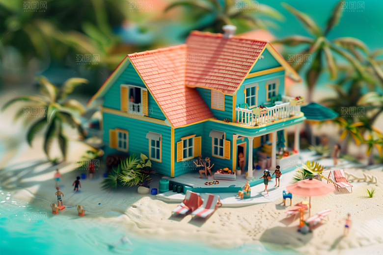C4D海滩度假高清模型