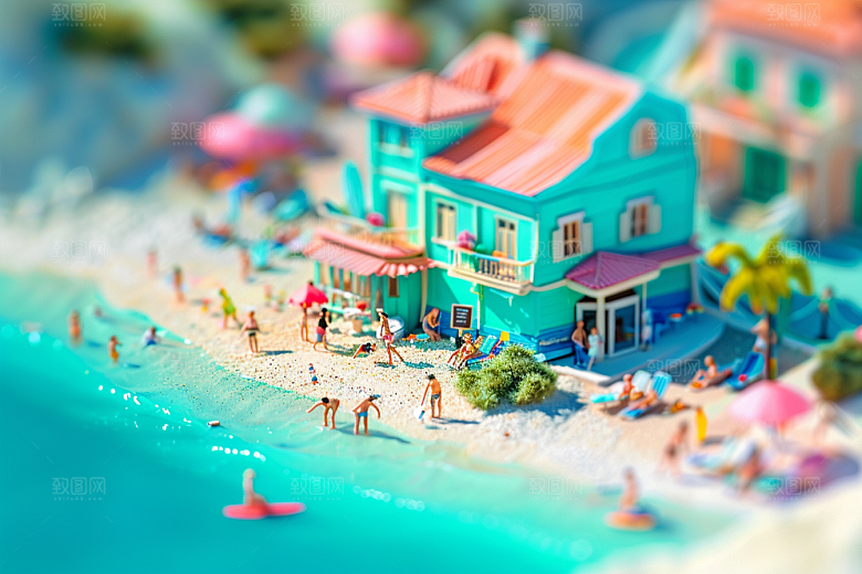 C4D海滩高清夏天模型