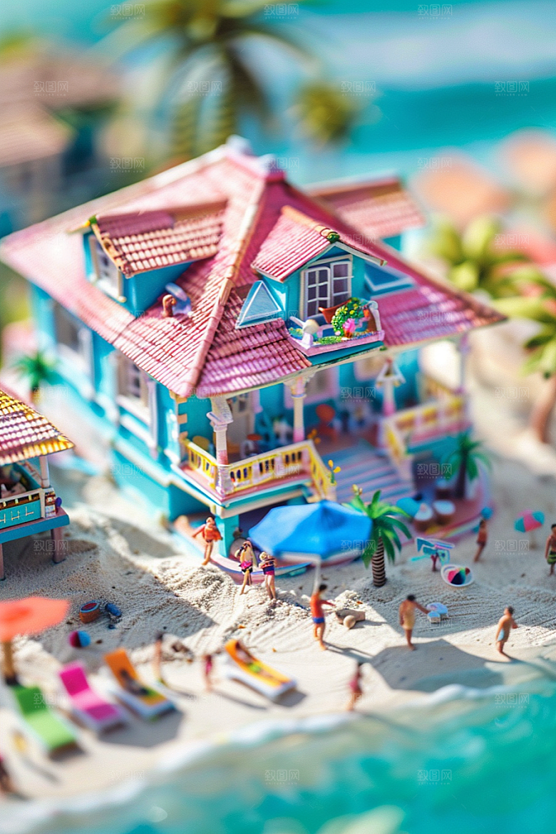 C4D海滩高清夏日模型