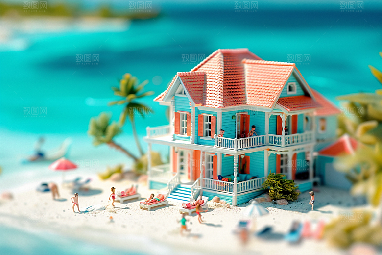 C4D海滩3D夏日模型