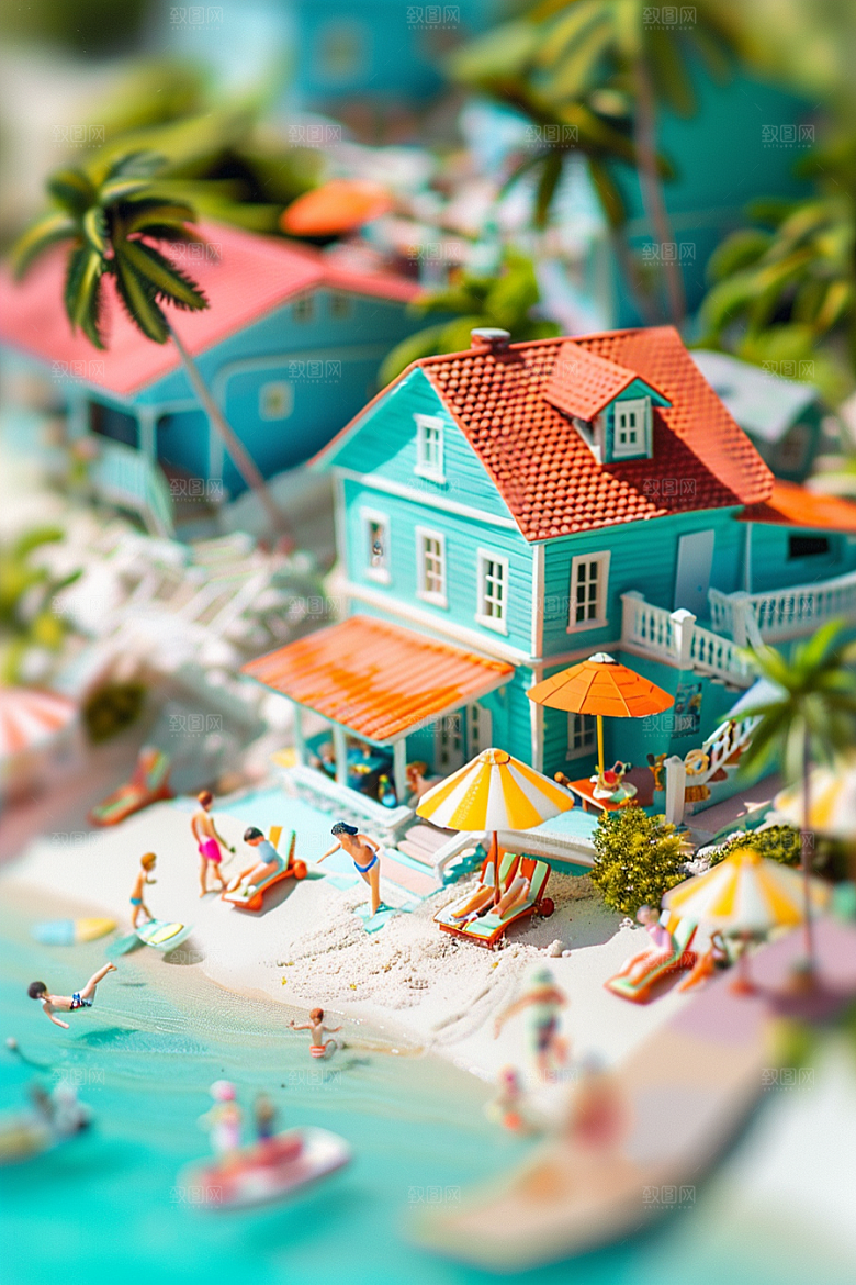 C4D海滩自然大海模型