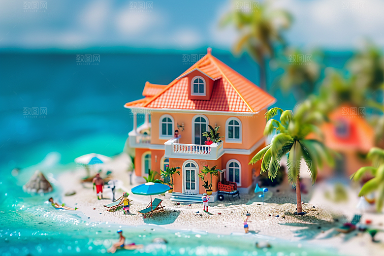 C4D海滩沙滩夏日模型