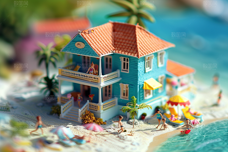 C4D海滩立体风光模型