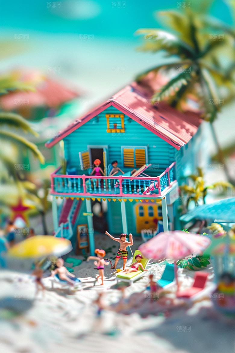 C4D海滩沙滩3D模型