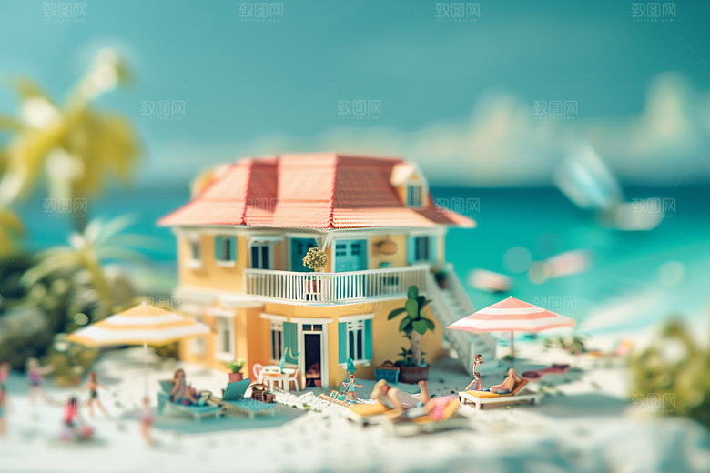 C4D海滩沙滩3D模型
