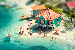 C4D海滩度假3D模型