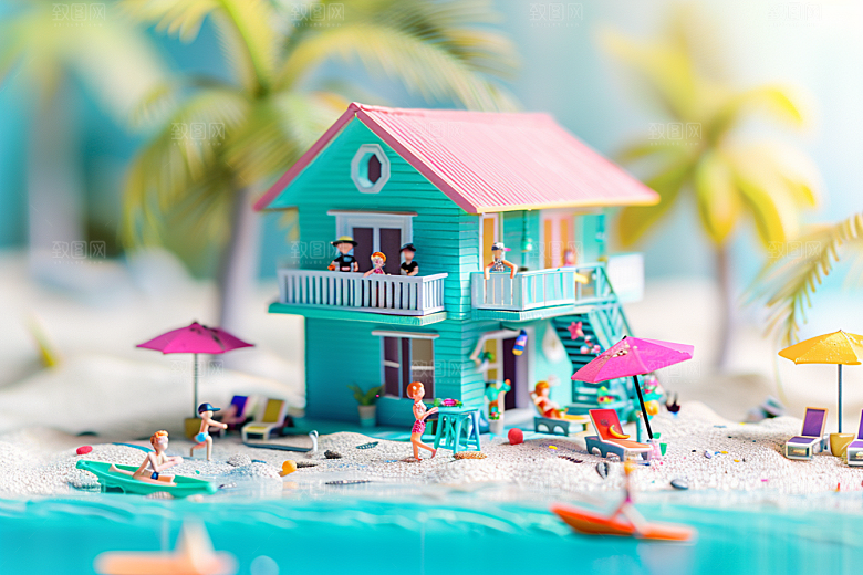 C4D海滩度假高清模型