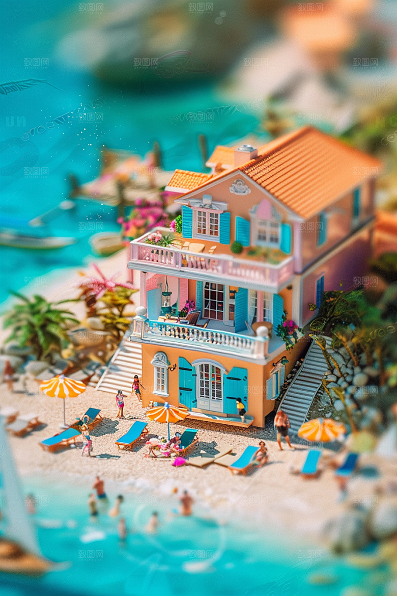 C4D海滩琉璃大海大海模型