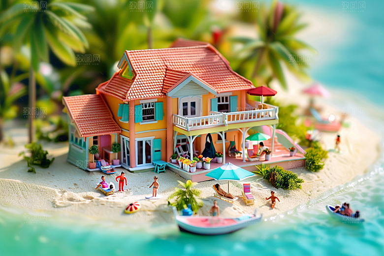 C4D海滩夏日自然模型