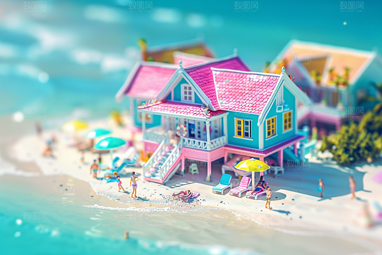 C4D海滩3D沙滩模型