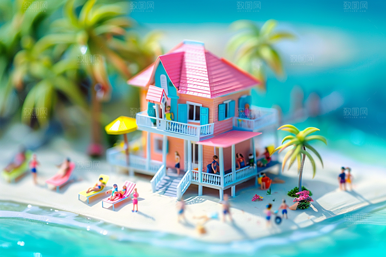 C4D海滩沙滩3D模型