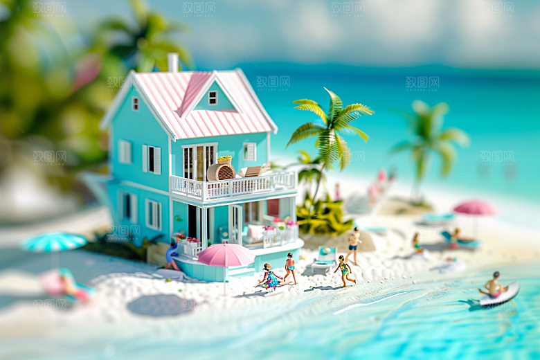 C4D海滩沙滩自然模型