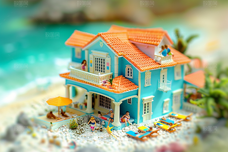 C4D海滩自然3D模型
