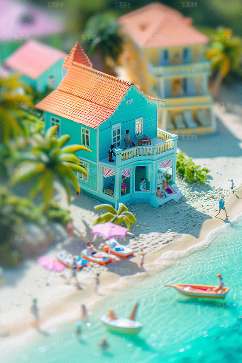 C4D海滩立体风光模型
