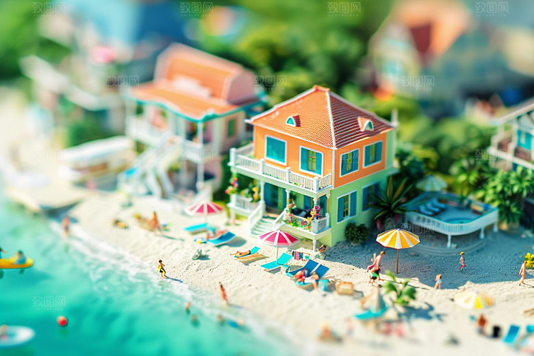 C4D海滩自然3D模型