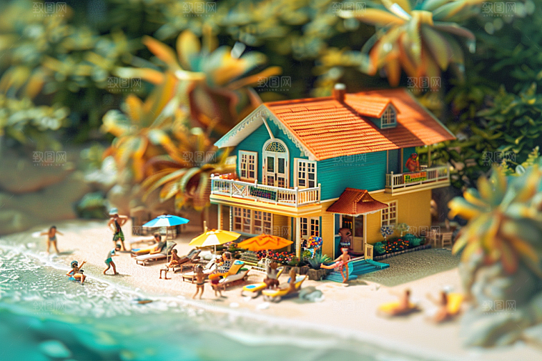 C4D海滩高清3D模型