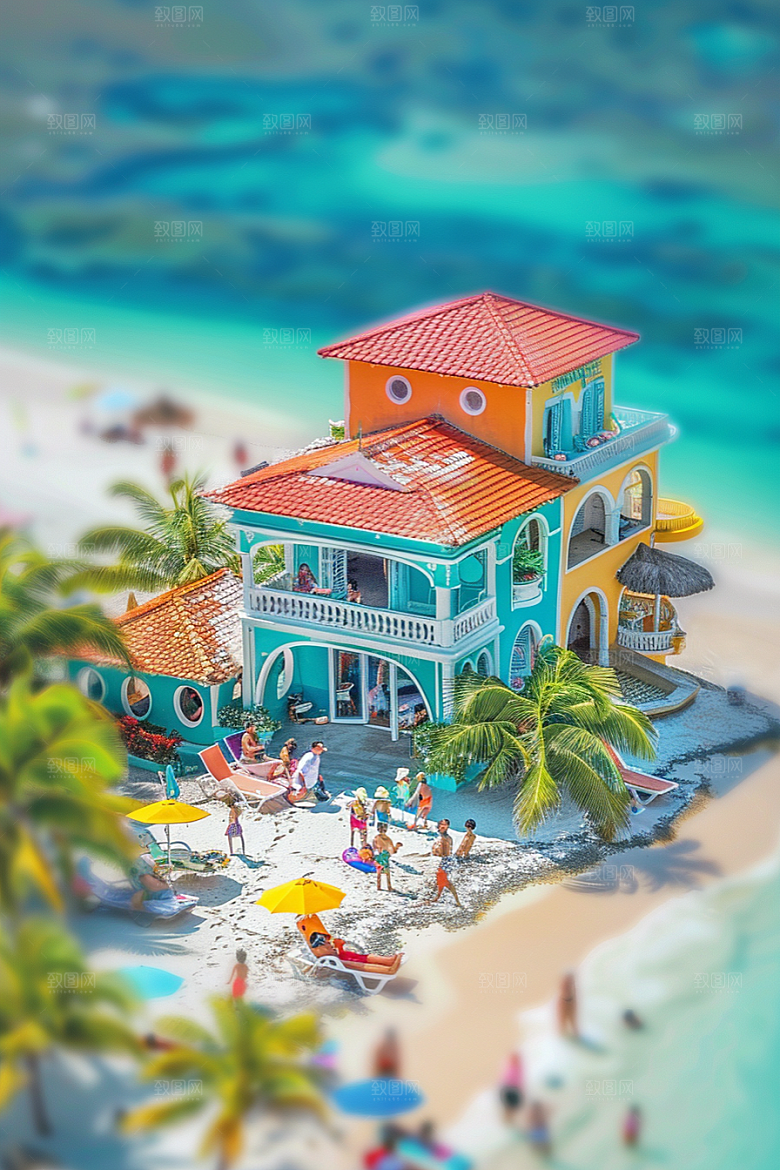 C4D海滩风光3D模型