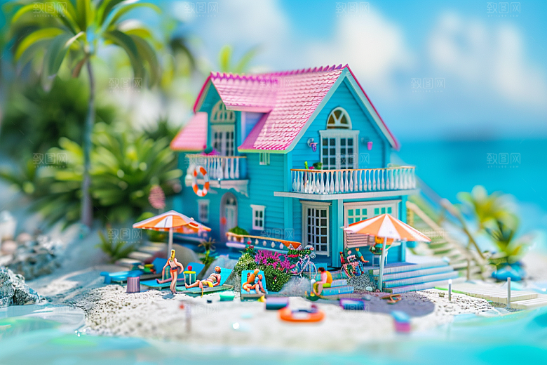 C4D海滩立体高清模型