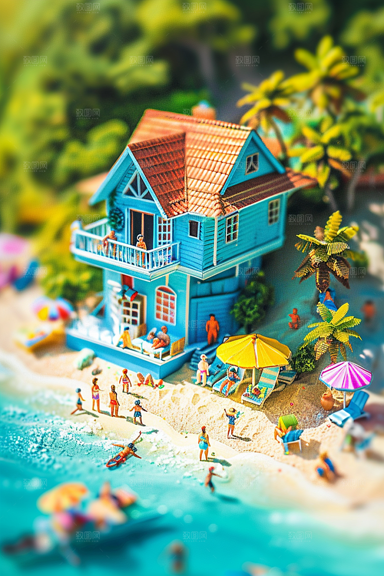 C4D海滩高清大海模型