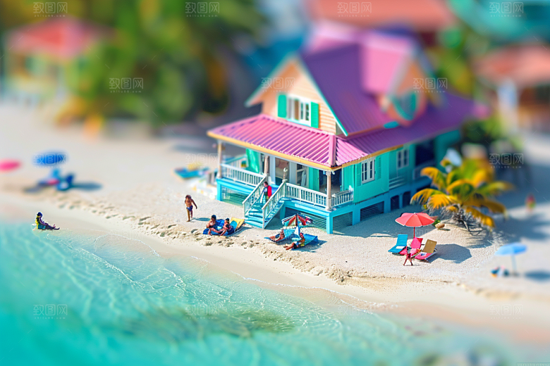 C4D海滩夏天夏日模型