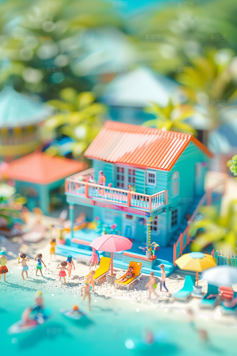 C4D海滩自然立体模型